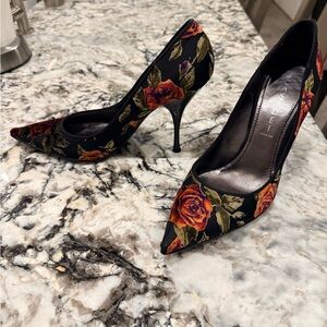 Casadei Floral Black Stiletto Heels & Purse